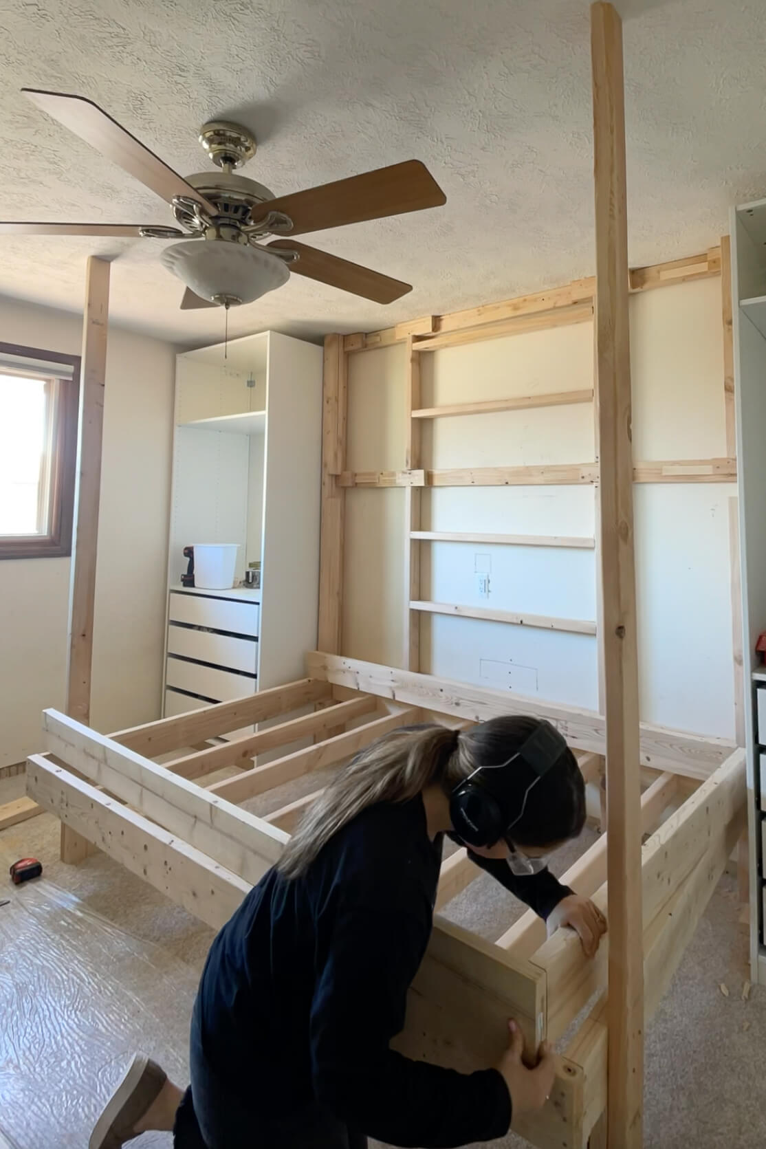 Building the top bunk on my DIY bunk beds.